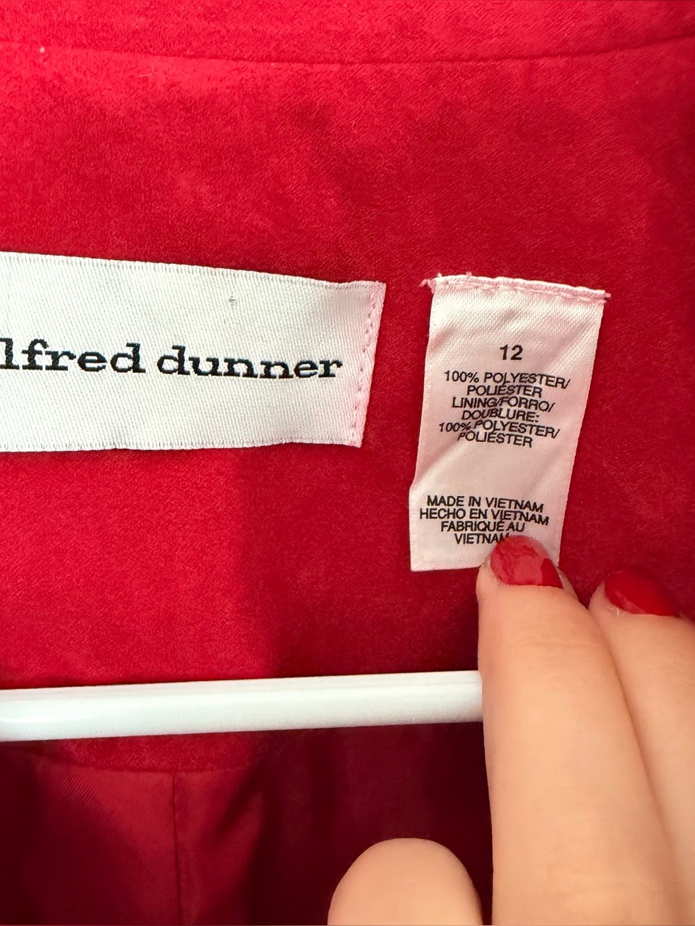 Alfred Dunner Red Suede Button-Front Jacket - Picture 3 of 6